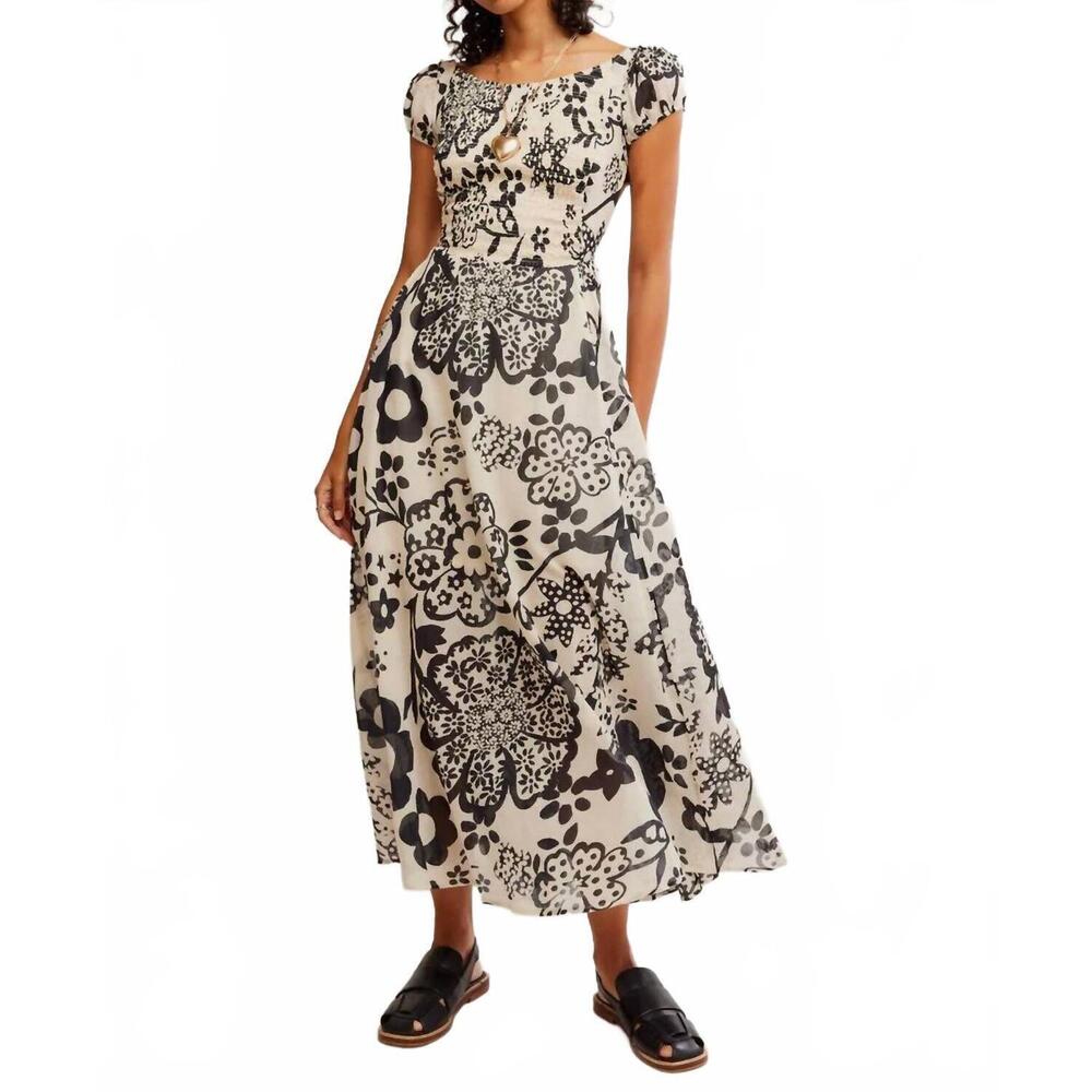 NEW FREE PEOPLE ultra violet dress in bright white combo